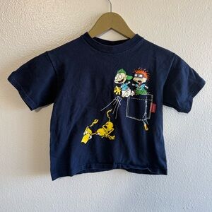 Vintage 1997 Rugrats Size 7 Navy Blue Graphic T Shirt 90s Nickelodeon Nostalgia
